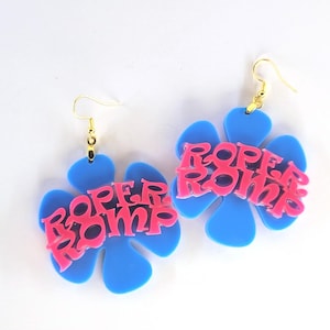 Roper Romp Chunky Earrings Bold Colors Threes Company 1970s Retro Roper Romp Helen Roper Kaftan Helen Roper Floral Flower Power