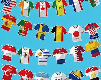 2026 World Cup Jersey Banner, 48 Nations Football Team Flag Bunting, Party Decor for World Cup Viewing & Sports Events