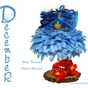 The Calendar Faeries - December -- Tanzanite, Poinsettia, OOAK, Fairy