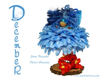 The Calendar Faeries - December -- Tanzanite, Poinsettia, OOAK, Fairy