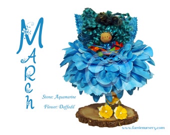 The Calendar Faeries - March -- Aquamarine, Daffodil, OOAK, Fairy