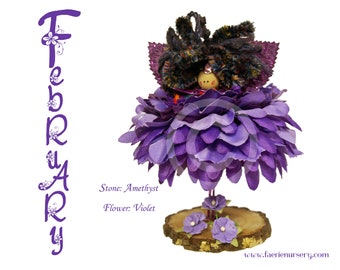 The Calendar Faeries - February -- Amethyst, Violet, OOAK, Fairy