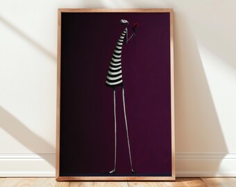 Dark Academia Art Print, Whimsical Figure Wall Art, Gothic Home Decor