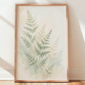 Fern Wall Art, Watercolor Botanical Print, Sage Green Home Decor