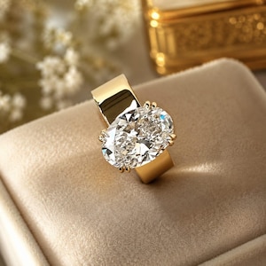 2Ct Oval Cut Lab Created Diamond Engagement Wedding Solitaire Ring 14k Yellow Gold Plated Bridal Ring Gift For Her
