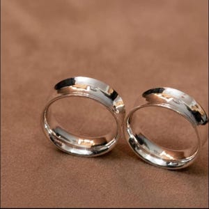 Handmade Sterling Silver Double Flare Tunnel Plugs, Polished Circle Ear Gauges Gift For Her