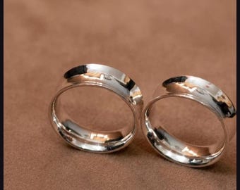 Tunnel dilatatori a doppia svasatura in argento sterling fatti a mano, cerchi lucidi, regalo per lei