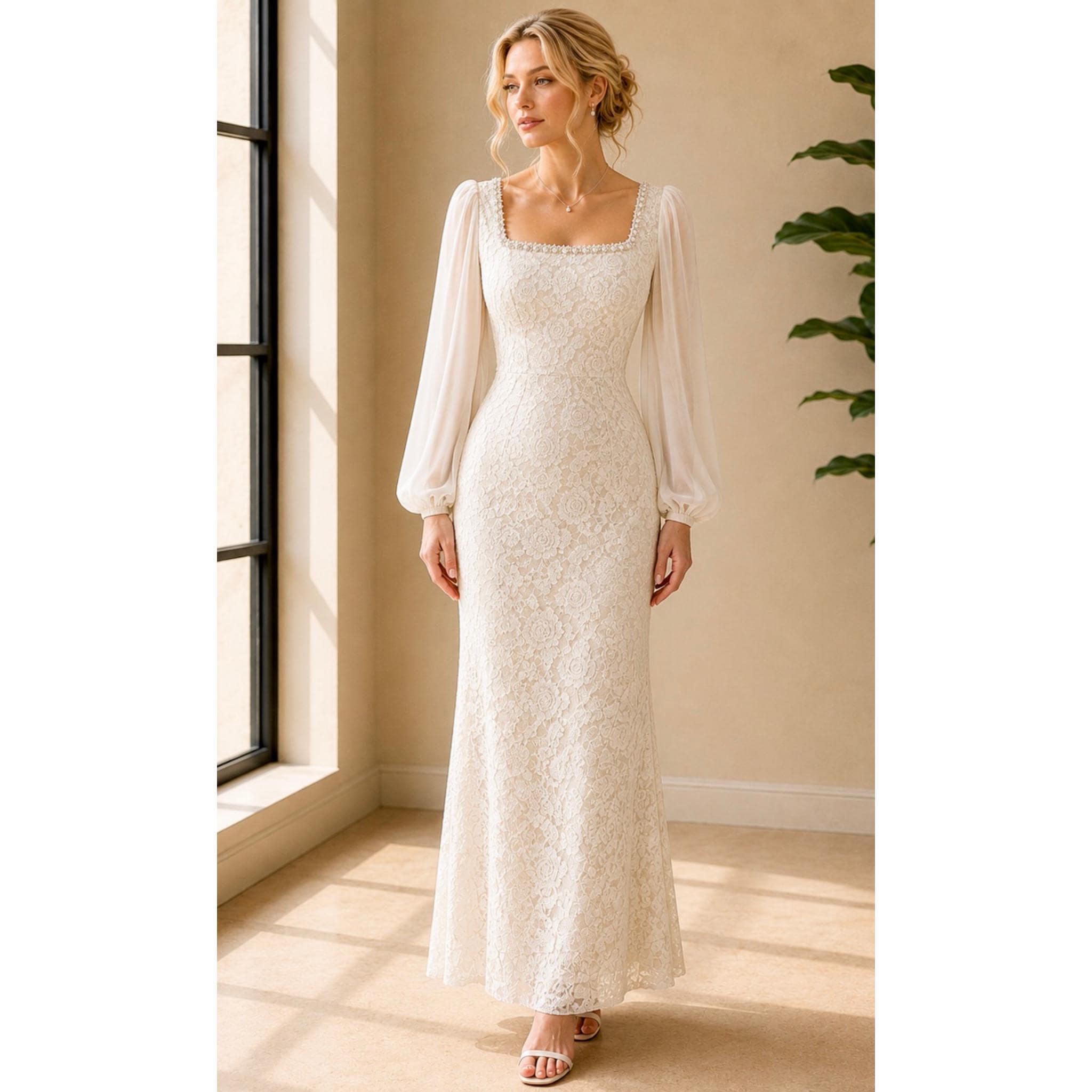 bridal shower pearl dress With Pearls Size:9M heigh and date of cinderella Halterneck Corset Ruched Split