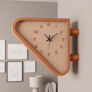 1970s Inspired Triangular Double-Sided Station Clock | Vintage Industrial Wall Clock for Kitchen, Office & Hallway