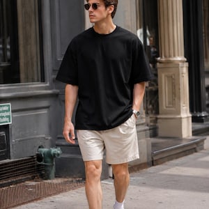 Oversized Black T Shirt Men | Minimalist Casual Tee | Unisex Streetwear Shirt | Loose Fit Short Sleeve Top | Everyday Basic Clothing