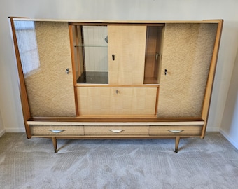 Vintage German Mid Century Modern Wall Unit Bar Cabinet Möbel Braun Display Cabinet Credenza