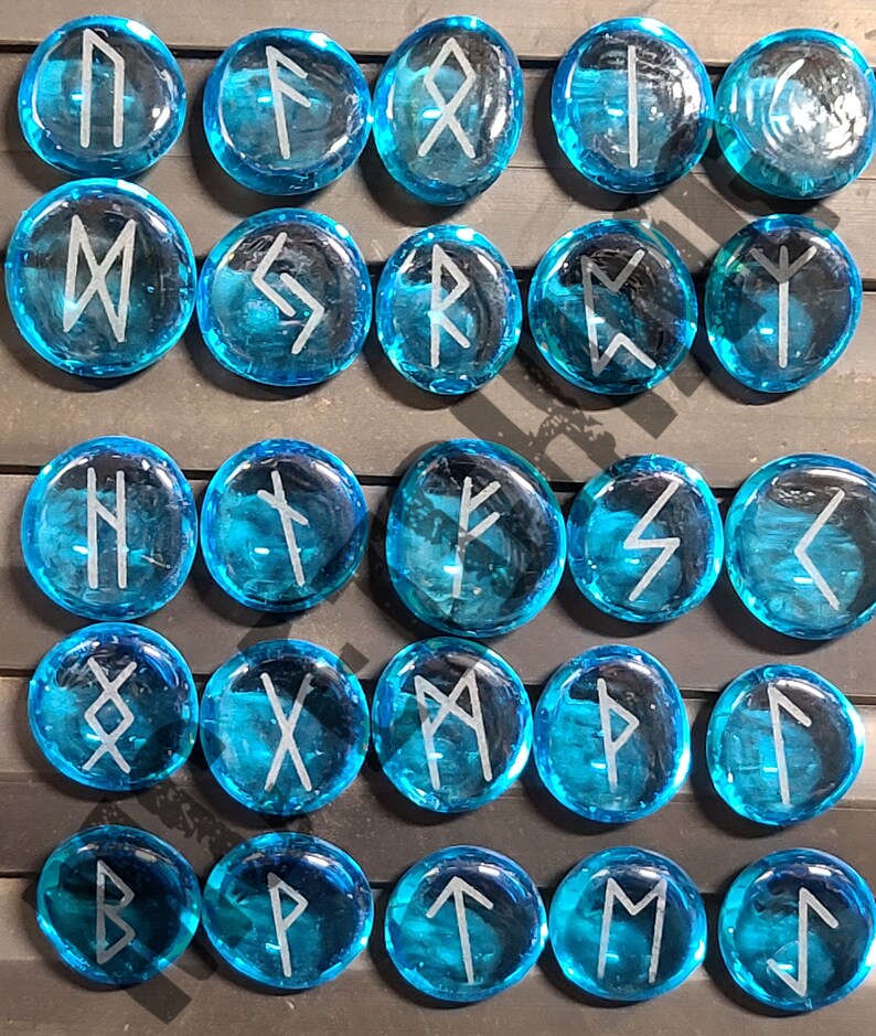 Etched Glass Rune Stones Etsy