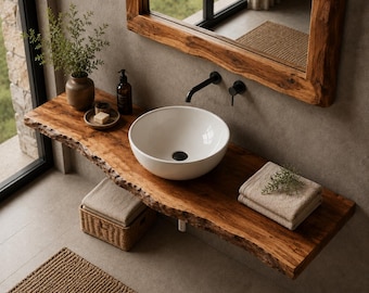 Mueble de baño de madera, estante de pared, decoración de baño