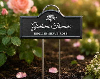 Paletti segnapiante personalizzati per il giardino, etichette personalizzate per rose, targhette in metallo incise per il giardino, paletti identificativi per fiori e rose, regalo per il giardino