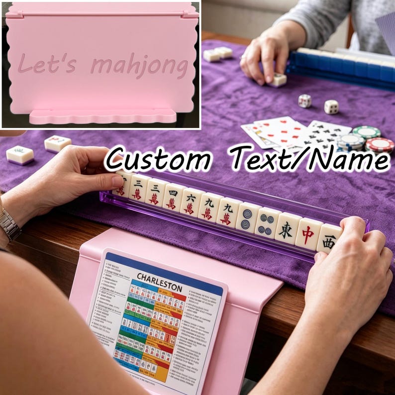 Personlig Mahjong-korthållare, 3D-tryckt vikbart Mahjong-spelkortställ, Mahjong-tillbehör, Tillbehör för hemmaspelkvällar, Mahjong-spelarepresent bild 2