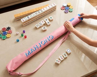 Förvaringsväska för Mahjong-matta, dragsko med MAHJONG-tryck, reseväska med Mahjong-tillbehör, Mahjong-tillbehör, present till Mahjong-älskare, Mahjong-presenter
