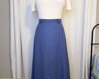 Vintage Western A-Line Skirt 100% Wool | 1990s 1940s Utility Inspired Midi