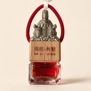 Blessed Mazu Car Diffuser Ornament, Matsu Rear View Mirror Charm, Real Temple Blessing Ceremony, Refillable Perfume Bottle Travel Gift Charm