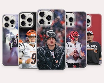 Joe Burrow Phone Case NFL Athlete Cover for iPhone 17, 16, 15, 14, 13, 12, Samsung S26, S25, S24, S23, A16, A56, Pixel 10, 9A