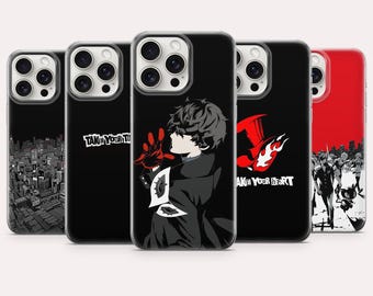 Funda minimalista Persona 5 P5R para iPhone 17, 16, 15, 14, 13, 12, Samsung S26, S25, S24, S23, A16, A56, Pixel 10, 9A