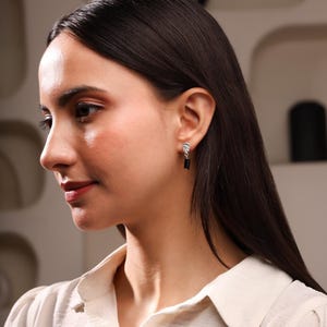 ORLENA Hammered Sterling Silver Gemstone Stud Earrings, Pearl & Natural Stone Earrings, Minimalist Artisan Jewellery