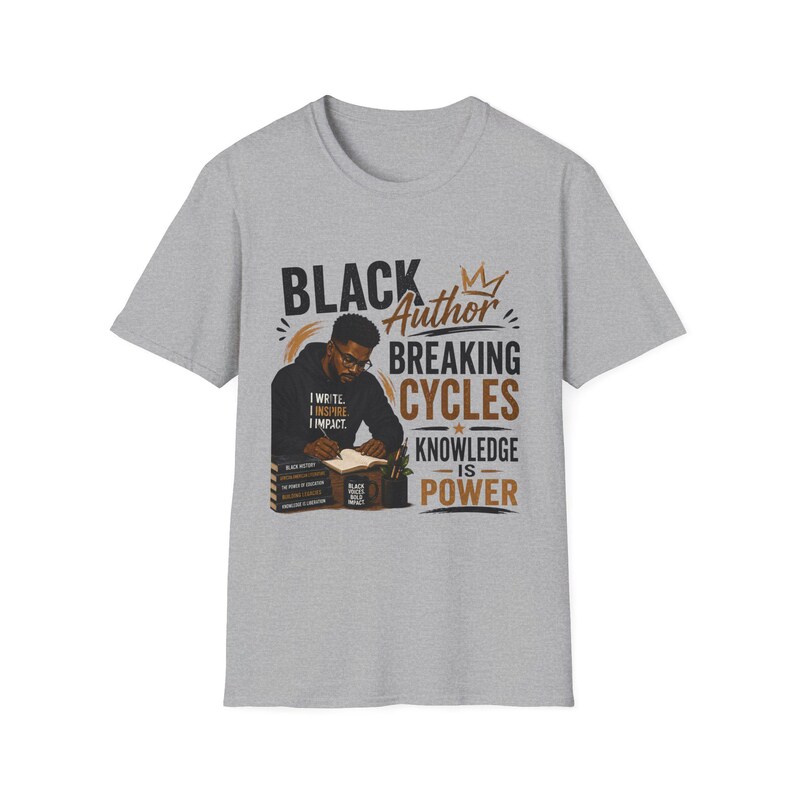 Black Author Breaking Cycles T-Shirt | Knowledge Is Power image 3