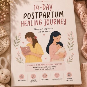 14-Day Postpartum Healing Journey | New Mom Self-Care Planner (Digital Download)