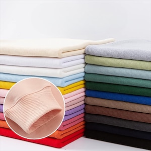 Rib Knit Fabric Stretch Cotton for Cuffs Waists Band Necklines Chunky 2x2 Ribbed Knitted (20cm Length)