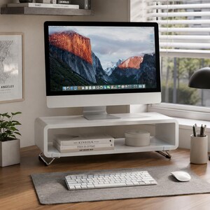 Computer Monitor Stand Riser – Dorm & Office Desktop Organizer Shelf for Laptop, Monitor, Keyboard  Desk Storage