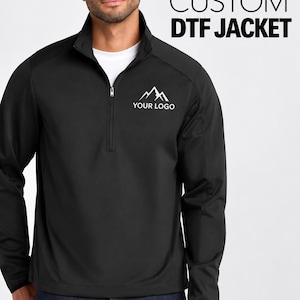 Custom DTF Printed Soft Shell Jacket, Half Zip Water Resistant Windbreaker (Personalized Logo)