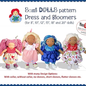 Waldorf Doll Dresses and Bloomers in 6 Sizes PDF Pattern INSTANT DOWNLOAD