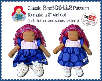 8" Classic Sami Doll Pattern incl. clothes and shoe pattern PDF INSTANT DOWNLOAD