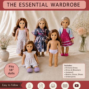 Dockkläder i PDF-format | 5 symönster | 18-tums dockor | Essential Wardrobe | Direktnedladdning