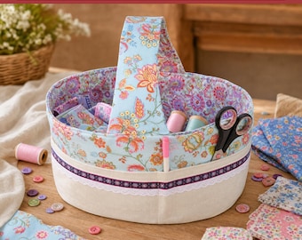 Fabric Sewing Basket Pattern | Padded Craft Storage Organizer (PDF Download)