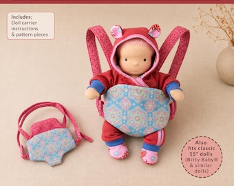 Nähanleitung für eine Puppentrage (PDF) | 38 cm große Puppe | Kinder | Verstellbare Träger | Sofort-Download