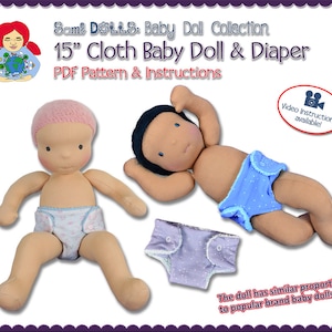 15&quot; Baby doll & diaper pattern | Sami Baby Doll Collection #1 | InSTAnT DOWNLOAD