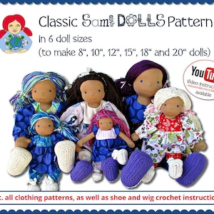 Classic Sami Doll Pattern incl. clothes and shoe pattern 8", 10", 12", 15", 18" and 20" (All sizes) PDF INSTANT DOWNLOAD