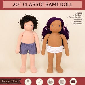 20" Classic Sami Doll Sewing Pattern | Waldorf Cloth Doll PDF (Instant Download)