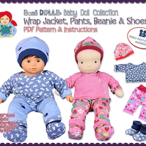 Wrap jacket, pants, beanie and shoes for 15&quot; (baby) dolls | Sami Baby Doll Collection #5 | InSTAnT DOWNLOAD