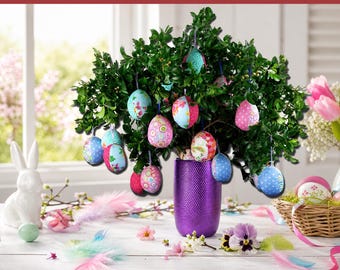 Easter Egg Ornament Sewing Pattern PDF | Spring Bouquet | Scrap Fabric | Beginner | Instant Download
