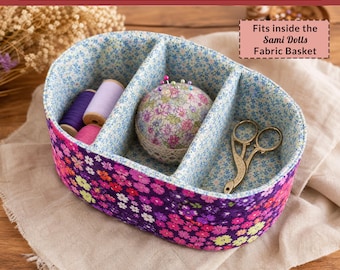 Fabric Organizer Sewing Pattern with Dividers | Storage Basket Insert (PDF Download)