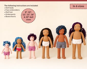 Waldorf Doll Sewing Pattern in 6 Sizes 8–20 Inch | Classic Sami Doll PDF Pattern | Cloth Doll Pattern | Instant Download