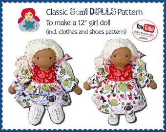 12" Classic Sami Doll Pattern incl. clothes and shoe pattern PDF INSTANT DOWNLOAD