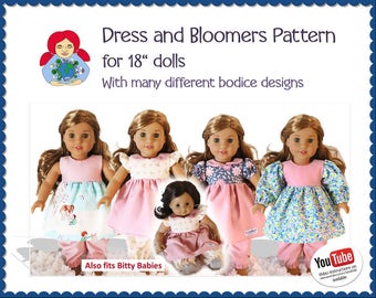 18-inch poppenjurk en bloeiers naaipatroon (pdf-patroon)