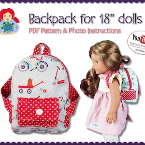 Backpack PDF Pattern for 18" Dolls (American Girl, Our Generation, Götz) | InSTAnT DOWNLOAD