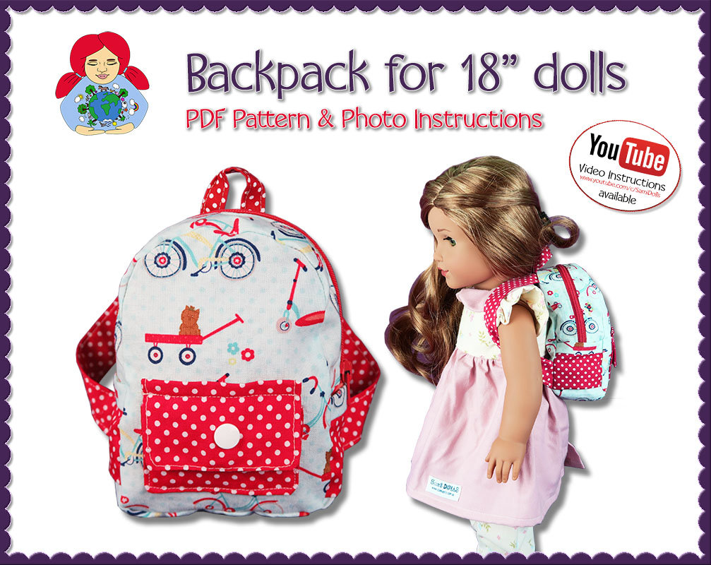Backpack PDF Pattern for 18 Dolls american Girl Our Generation