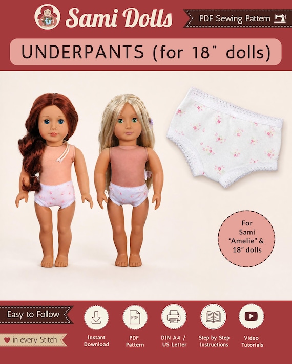 Doll Underpants Sewing Pattern PDF | 18 Inch Dolls | Fits AG, OG, Götz | Beginner Friendly | Instant Download
