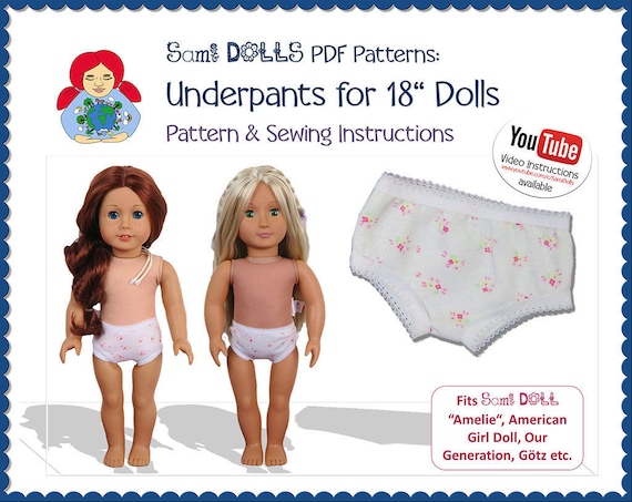 Underpants PDF Pattern for 18 Dolls american Girl, Our Generation