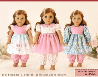 Mixa och matcha klänningsset, sömnadsmönster för 18" dockor | American Girl Our Generation Götz | Klänning med mamekaler PDF | Direkt nedladdning