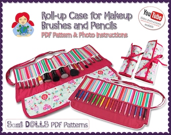 Roll-up Case for Makeup Brushes and Pencils DIY Tutorial PDF (Digital Item)